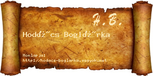 Hodács Boglárka névjegykártya